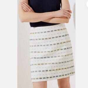 Ann Taylor LOFT Striped Boucle Shift Cotton Blend Skirt White 12